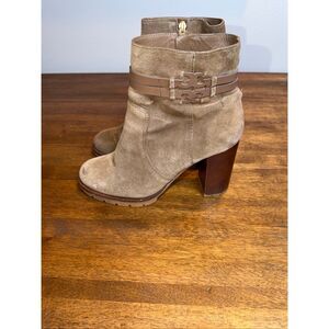 Tory Burch Leigh Suede Lug Sole With Logo Booties River Rock